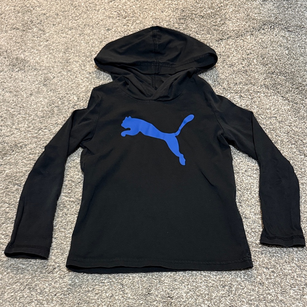 Puma Black Hoodie with Vibrant Blue Logo